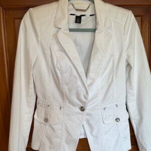 White House Black Market Glam Blazer 8  White  Trim Jacket WHBM